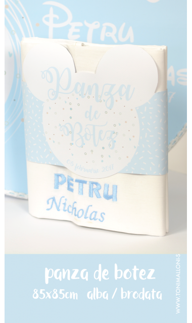 Trusou botez cu Mickey Mouse broderie customizata Mickey Baby Blue 3